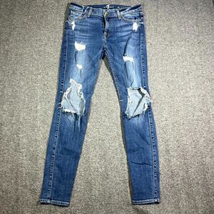 7 for All Mankind The Skinny Women’s Sz 29 Blue  Denim Skinny Jeans Distressed